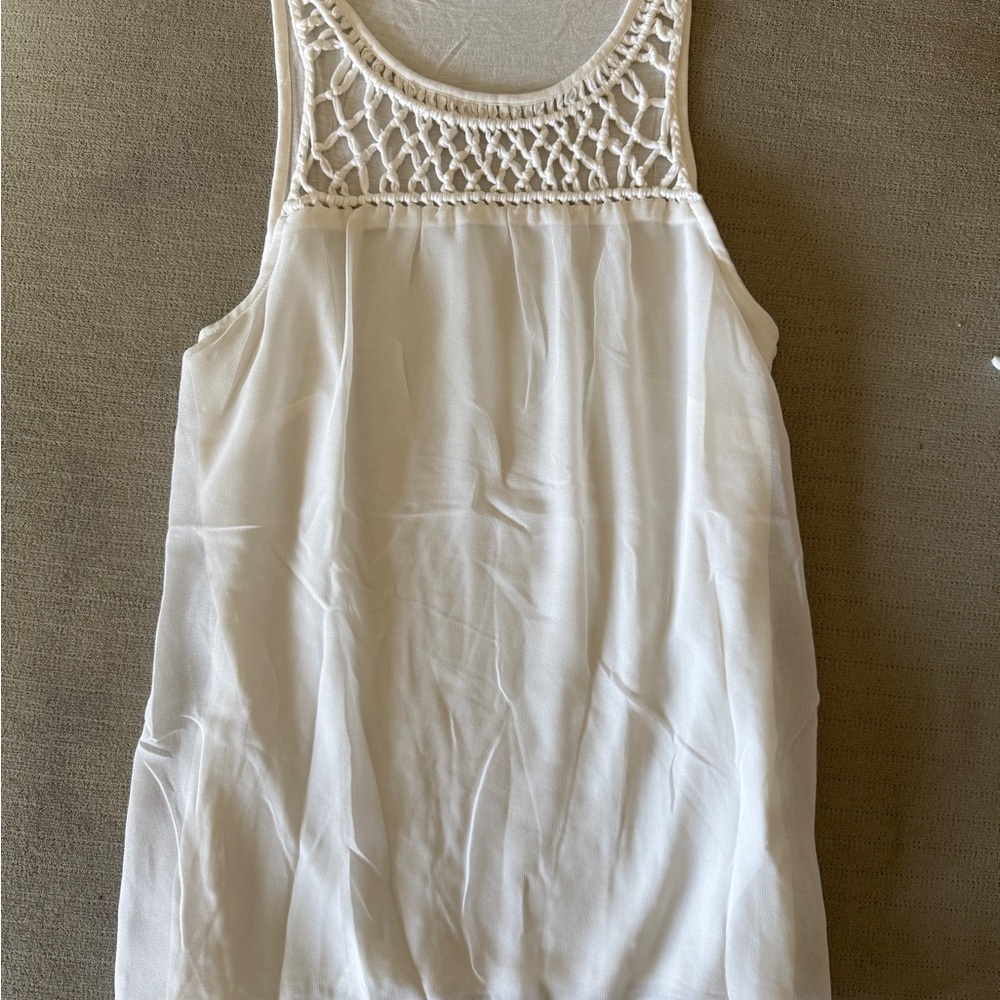 New York & Company White Sleeveless Blouse